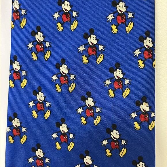Mickey & Co by Balance Inc The Tie Works Blue Silk Tie with Mickey Throughout - Picture 3 of 8